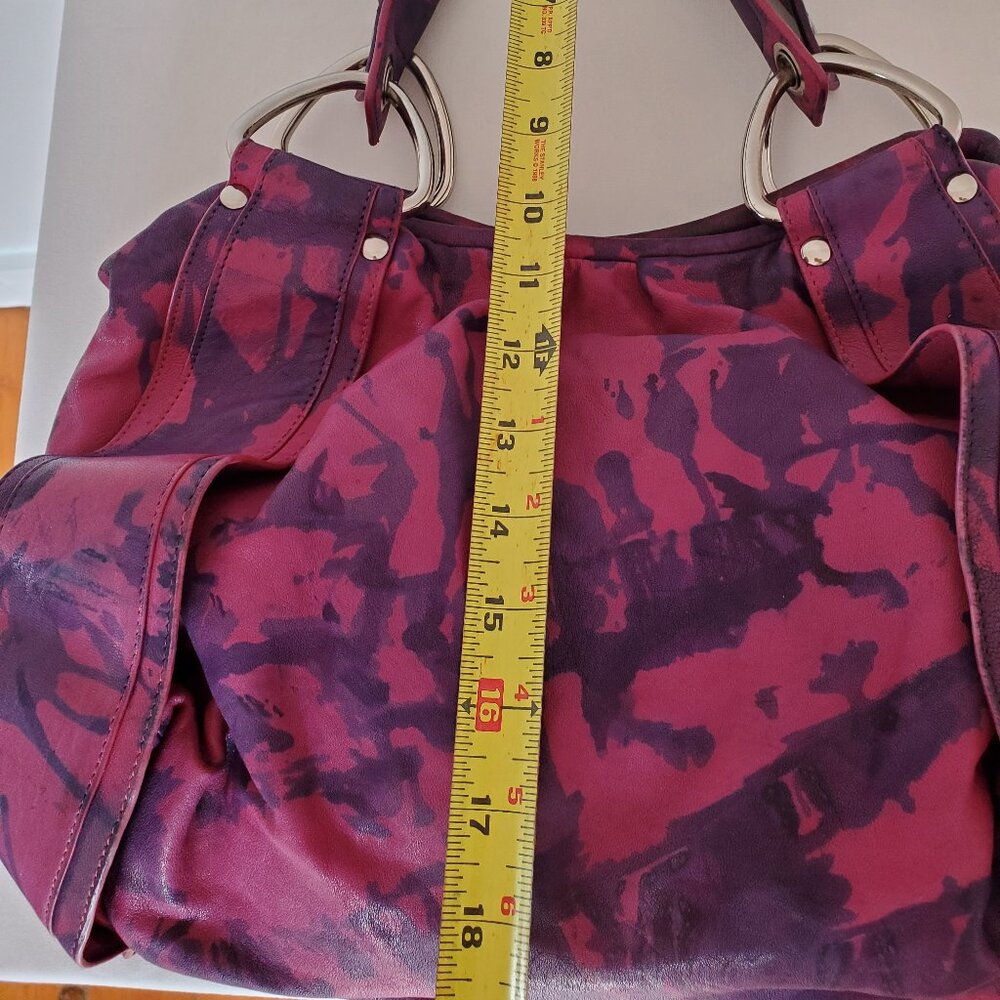 Kooba Leather Purse Hobo Handbag purple navy blue fuscia pink painted tie dyed - Picture 5 of 16